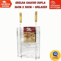 Grelha Gaúcho Dupla 36x50cm Grilazer em Aço Cromado