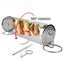 Grelha Giratória para Churrasqueira Ideal para Assar Legumes Frutas e Carnes Facil de Montar