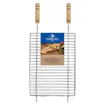 Grelha grilazer cromada p/tambaqui,matrinxã,piauçu,dourado,piapara,peixe de escama/peixe aberto 36x50cm