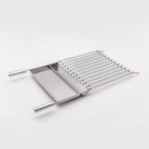 Grelha Inox Argentina c/ Área de Apoio 65x40cm - ArteInoxx