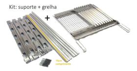 Grelha inox Argentina mista com moeda de 50cm larg E Suporte apoio 5 Níveis 75cm Grelha inox Argentina mista com moeda de 50cm larg E Suporte apoio 5 Níveis 75cm