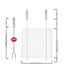 Grelha Inox Churrasco Assados Peixes Simples Bandeja Cabo Mad Revestido Em Alumínio 60x50 Cm Hannah