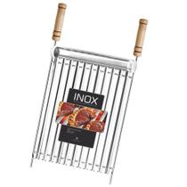 Grelha Inox Parrilla Argentina 40X40Cm C/Calha Grilazer - Grillazer