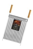 Grelha inox parrilla argentina 40x40cm c/calha-grilazer inox