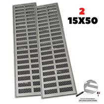 Grelha Linear 15x100 Com Suporte Aluminio E Tela Anti Insetos em módulos ( 2 peças 50cm) - Ficone Reis