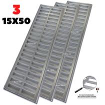 Grelha Linear 15x150 Com Suporte Aluminio Quintal (3 peças 50cm)- Ficone Decor