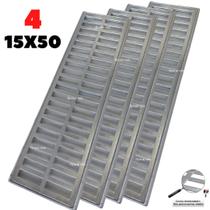 Grelha Linear 15x200 Com Suporte Aluminio Quintal (4 peças 50cm)- Ficone Decor