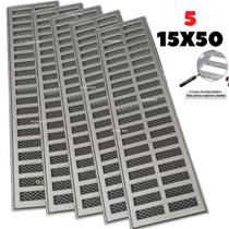Grelha Linear 15x250 Com Suporte Aluminio E Tela Anti Insetos em módulos ( 5 peças 50cm)