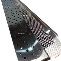 Grelha Linear Inox 7x50 Concova Com Aro E Tela Anti Insetos - Ralo Estreito Varanda (7,5cm x 50cm) - Ficone Decor