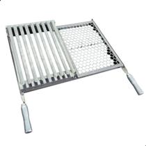 Grelha Mista Moeda Parrilla 60x43 Peixe Frango Aço Inox Resistente Grelha Mista Moeda Parrilla 60x43 Peixe Frango Aço Inox Resistente
