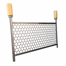 Grelha Moeda Aço Inox Para Churrasqueira 40x30 Cabo Madeira - SF253