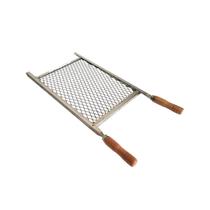 Grelha P Churrasqueira Em Tela Goyana Aço Inox 30x40 Cabo Madeira Grelha P Churrasqueira Em Tela Goyana Aço Inox 30x40 Cabo Madeira