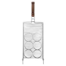 Grelha P Hambúrguer Gourmet Churrasco Petiscos C 6 Aros Modeladores Removíveis Inox 25X71,5cm - Grilazer