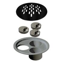 Grelha para Caixa Sifonada Redonda 150mm Black Matte Elleve