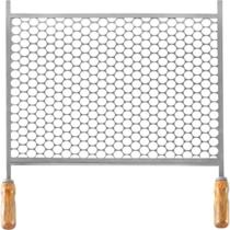 Grelha Para Churrasco Moeda Inox Expandida 60cm X 40cm Cabo Madeira - Stolf