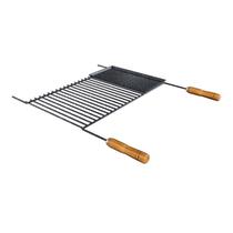 Grelha Para Churrasco Tipo Uruguaia Barra Redonda Com Chapa Auxiliar 70x58cm Qualinox