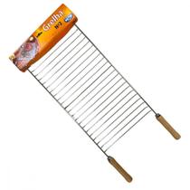 Grelha Para Churrasqueira Mor Cromada 2 Cabos 71X30Cm