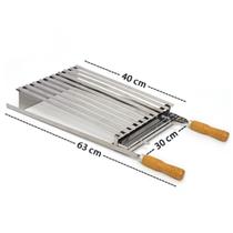 Grelha Parrilla Tipo Argentina Pantheon 30x40cm Cabo de Madeira Cód: 930-30M