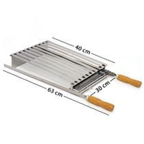 Grelha Parrilla Tipo Argentina Pantheon - Pequena 30 X 40 - Cabo de Madeira Cód: 930-1M