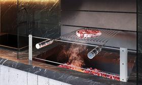 Grelha Parrilla Uruguaia Reta Barra Redonda Aço Inox 70x40cm