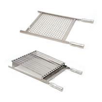 Grelha Picanheira Argentina Parrilha 45x40 + Grelha Tela Moeda Inox 430 40x40 Cabo De Alumínio