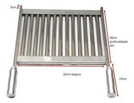 Grelha Plana Uruguaia Em Inox Para Churrasqueira 65X40Cm