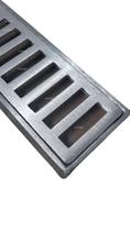 Grelha Pluvial 10x100 com Suporte ( 2 peças de 50cm) - Aluminio Fundido Escovado - Ficone Reis