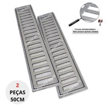 Grelha Pluvial 10x100 com Suporte e Tela Anti Insetos (2 módulos 50cm) - Ralo Alumínio - Ficone Decor