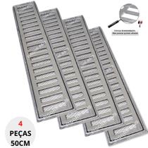 Grelha Pluvial 10x200 com Suporte e Tela Anti Insetos (4 módulos 50cm) - Ralo Alumínio - Ficone Decor - Ficone Reis