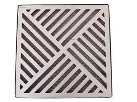 Grelha Pluvial 28x28 Diagonal com Caixa Coletora Saída Baixa Tubo 100 e Tela Anti Insetos - Aluminio - Ficone Reis