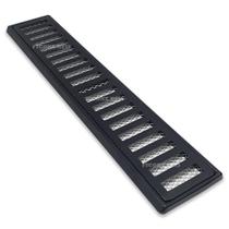 Grelha Pluvial modelo 10x50 Aluminio Fundido Pintura Preta com Suporte e Tela Anti Insetos - Ficone Reis Grelha Pluvial modelo 10x50 Aluminio Fundido Pintura Preta com Suporte e Tela Anti Insetos - Ficone Reis