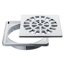 Grelha Quadrada 100mm com Porta Grelha Cromado para Caixa Sifonada Herc