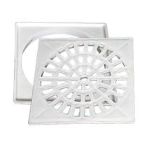 Grelha Quadrada 150mm Branca c/ Suporte para Caixa Sifonada - Polietileno