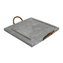 Grelha Quadrada De Pedra Sabão 25x25cm Com Alças De Cobre Antiaderente Para Carnes Legumes Churrasco Grelha Elegante Não Altera Sabor