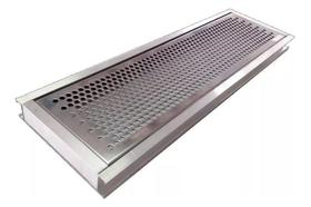 Grelha Ralo Linear Perfurada Em Inox 10x80cm Agua Pluvial