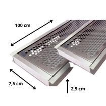 Grelha Ralo Linear Perfurada Em Inox 7,5x100cm Água Pluvial