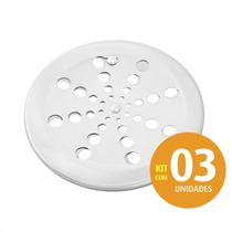 Grelha Redonda Abre E Fecha Inox p/ Banheiro 15cm Kit 03 un