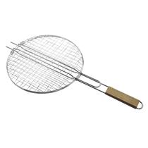 Grelha redonda Easy Grill inox cabo madeira 31cm -Dynasty