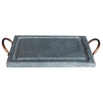 Grelha Retangular Pedra Sabão com Alça de Cobre 20x30 Cm