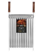 Grelha segredos do chef parrilla argentina 40x40cm grilazer inox com calha cabo de madeira envernizado e com brazão Grelha segredos do chef parrilla argentina 40x40cm grilazer inox com calha cabo de madeira envernizado e com brazão