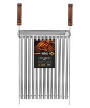 Grelha segredos do chef parrilla argentina 40x40cm grilazer inox com calha Grelha segredos do chef parrilla argentina 40x40cm grilazer inox com calha