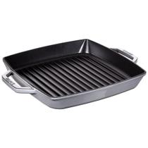 Grelha staub quadrada em ferro fundido com duas alças cinza 28x28cm 405116840