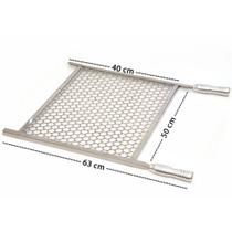 Grelha Tela Moeda Pantheon em Aço Inox Grande 50X40 Cabo Alumínio Cód: 920-50A