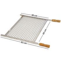 Grelha Tela Moeda Pantheon - Extra Grande 60 X 40 - Cabo Madeira Cód: 920-4M