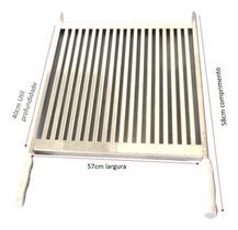 Grelha Uruguaia Inox 57x40cm Para Churrasqueira e Premoldada