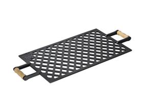 Grelha Vazada Em Ferro Fundido Com Alça Madeira 29x48cm