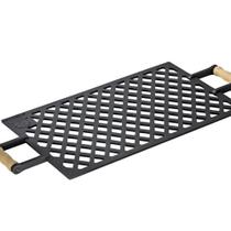 Grelha Vazada em Ferro Fundido com Alça Madeira 29x48cm