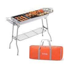 Grelhador a carvão Comsenz Portátil em Aço Inoxidável 73x34cm Grelhador a carvão Comsenz Portátil em Aço Inoxidável 73x34cm