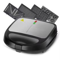 Grill 4 em 1 Waffle Sanduicheira Grill Donuts Antiaderente 110v e 220v Grill 4 em 1 Waffle Sanduicheira Grill Donuts Antiaderente 110v e 220v