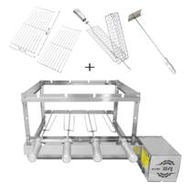 Grill 4 espetos todo em inox mais acessórios